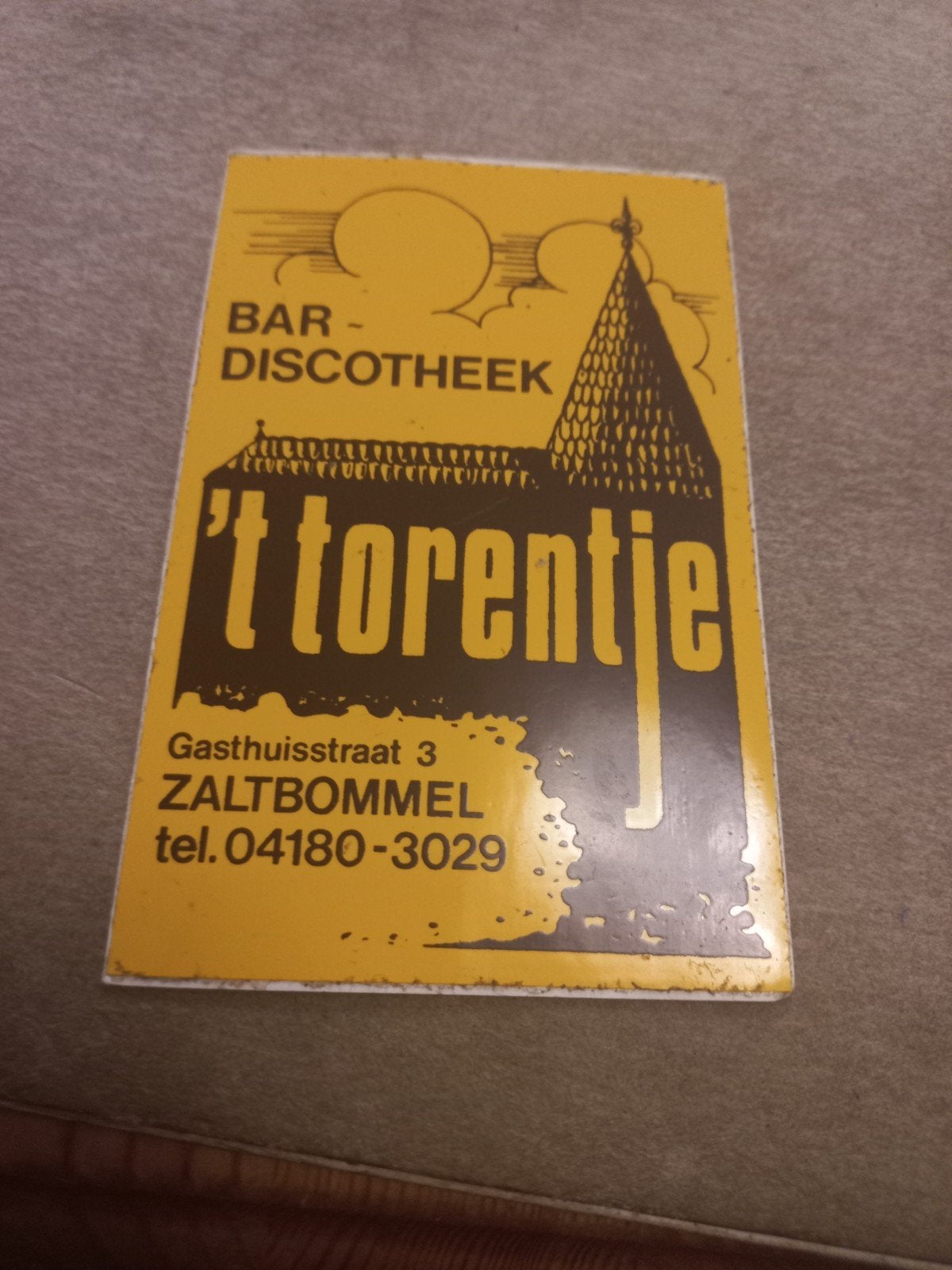Vintage Bar-Discotheek 't Torentje  Zaltbommel, Ophalen of Verzenden, Gebruikt