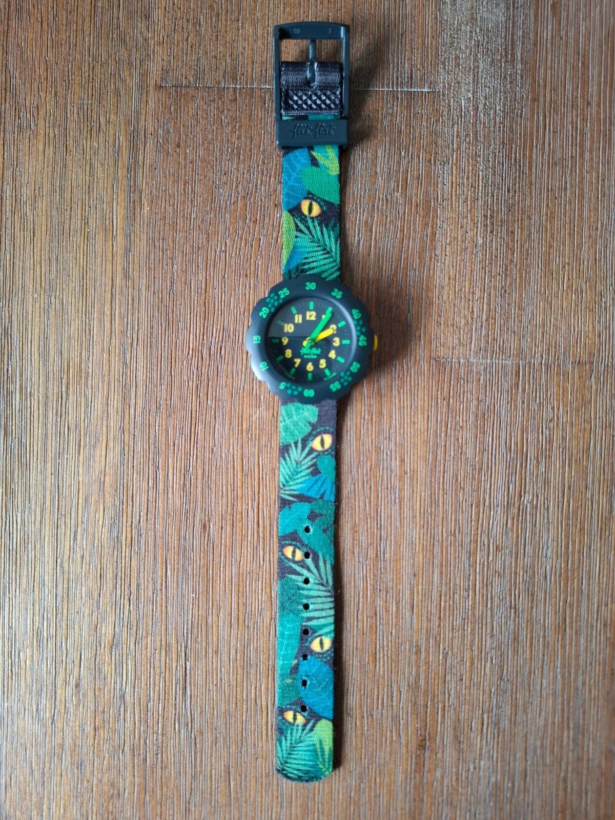 Flik Flak Kinderhorloge met Jungle Thema, Ophalen of Verzenden, Gebruikt, Groen, Jongen of Meisje