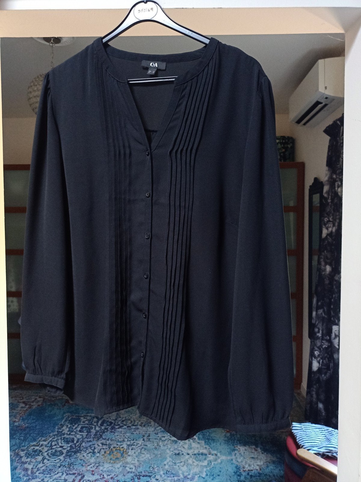 Zwarte chique blouse in maat 44, Zwart, Maat 42/44 (L), Ophalen of Verzenden, Zo goed als nieuw