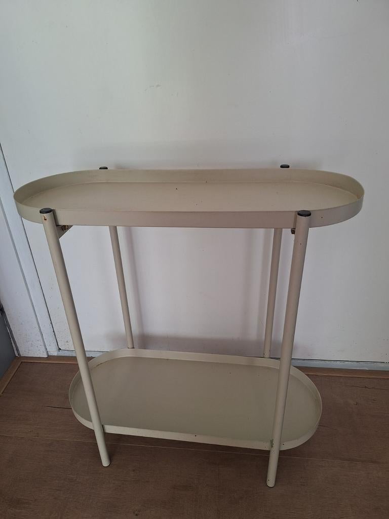 Stijlvolle beige metalen etagere - 56x55x23 cm, Tuin en Terras, Ophalen, Nieuw, Metaal