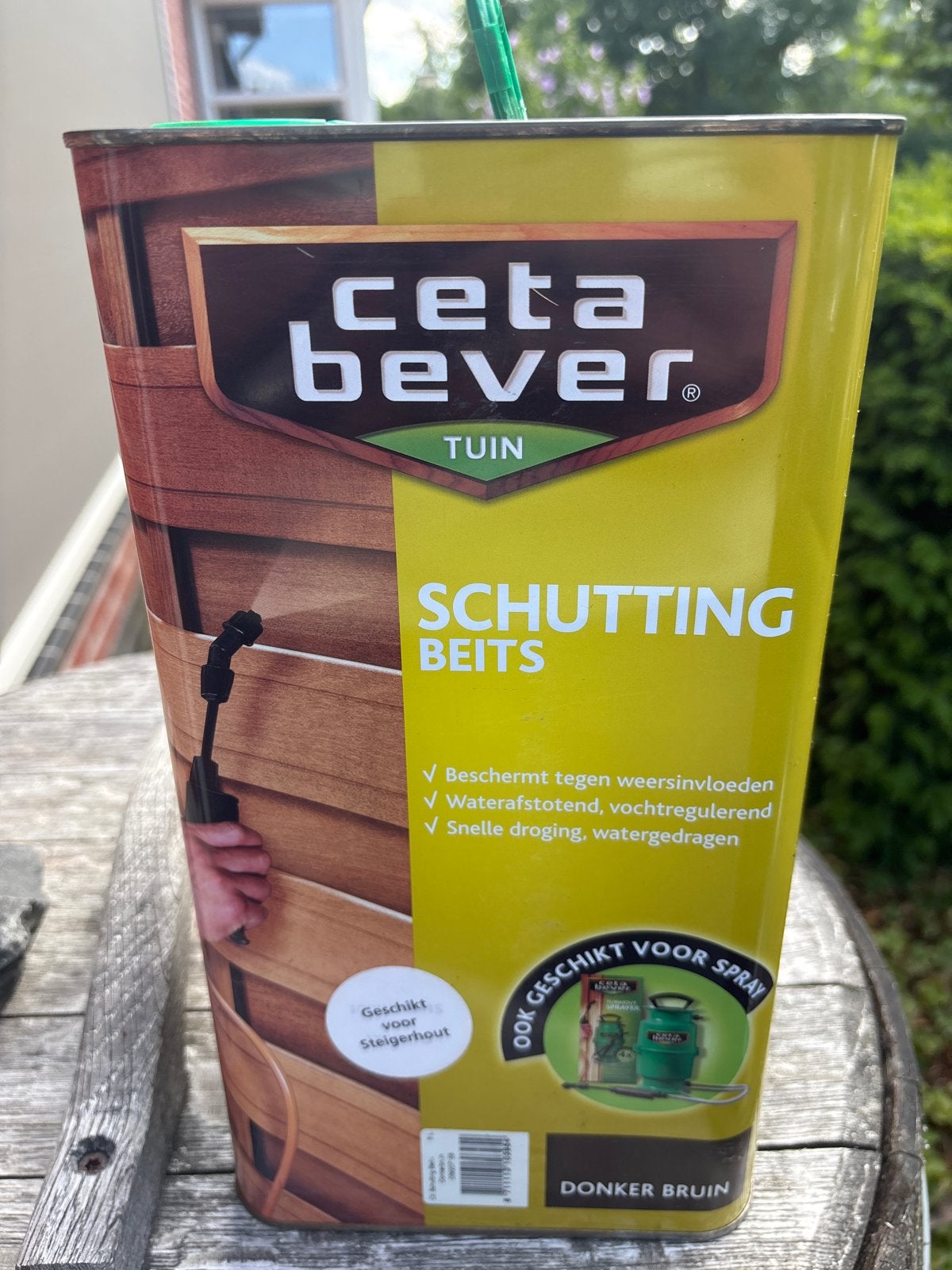 CetaBever Schuttingbeits 2x 5L met Tuinhout Sprayer, Ophalen, Overige kleuren, 5 tot 10 liter, Nieuw