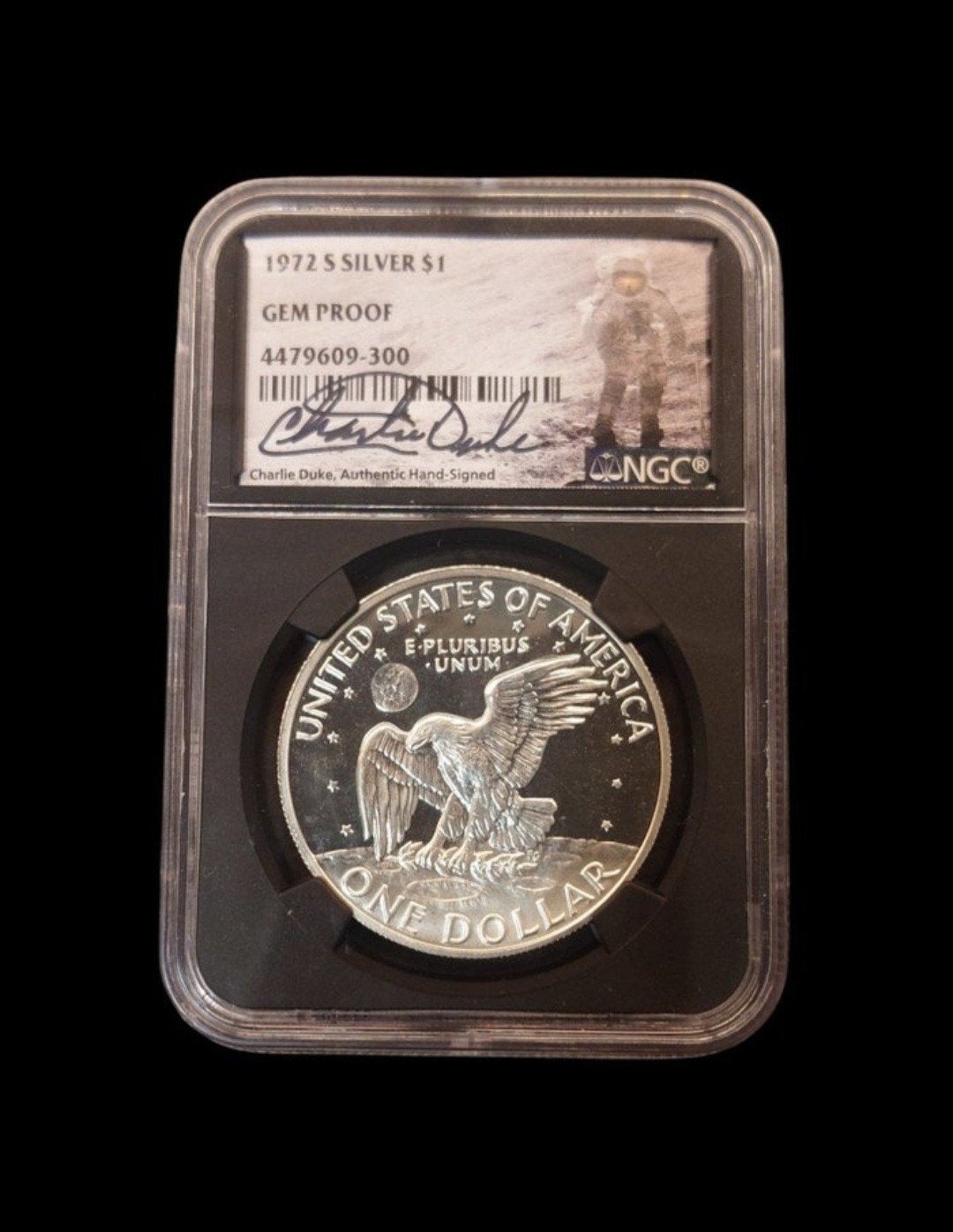 1972-S Eisenhower Zilveren Dollar - Gem Proof NGC Apollo 16, Ophalen of Verzenden, Noord-Amerika, Losse munt, Zilver