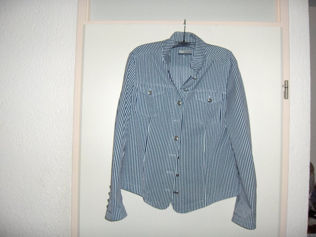Blauw wit stretch jasje blazer LA STRADA mt 40 nieuwstaat, Maat 38/40 (M), Blauw, Ophalen of Verzenden, Jasje