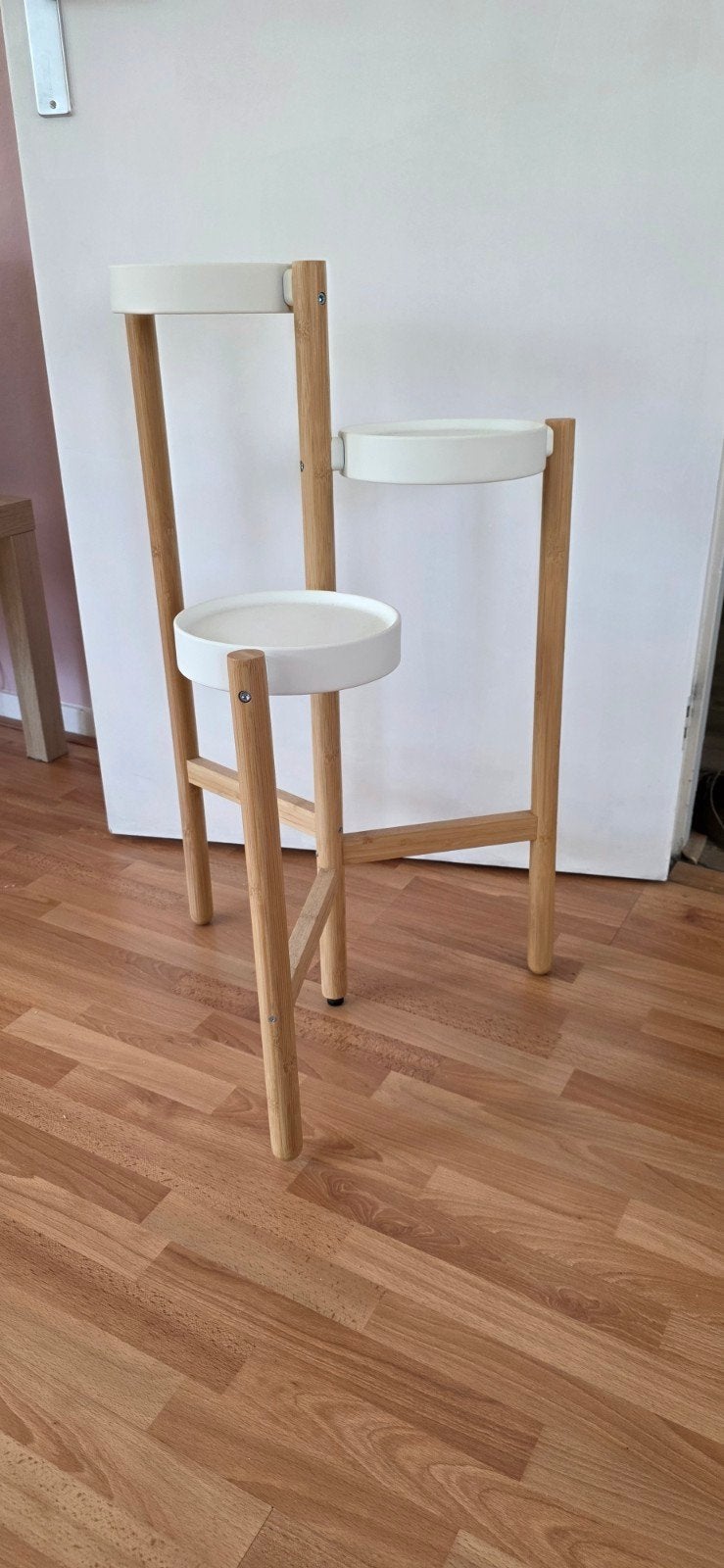 Ikea Plantenstandaard Bamboe Wit - Modern en Stijlvol, Ophalen, Gebruikt, Natuurlijk materiaal, Wit