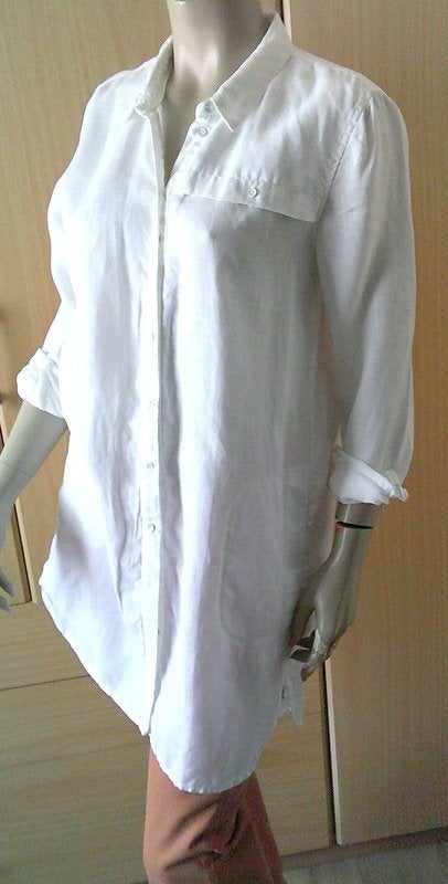 SANDWICH lange linnen witte blouse met zakjes 38, Maat 38/40 (M), Verzenden, Wit, Sandwich