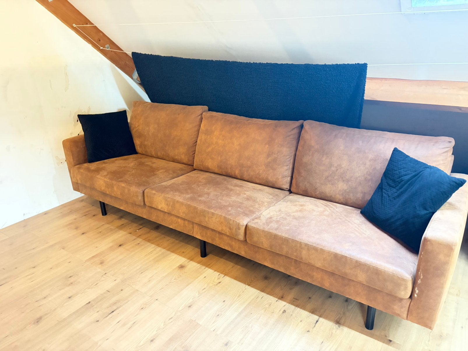Bank Collin 4-zits - cognac, Ophalen, 75 tot 100 cm, Zo goed als nieuw, Stof
