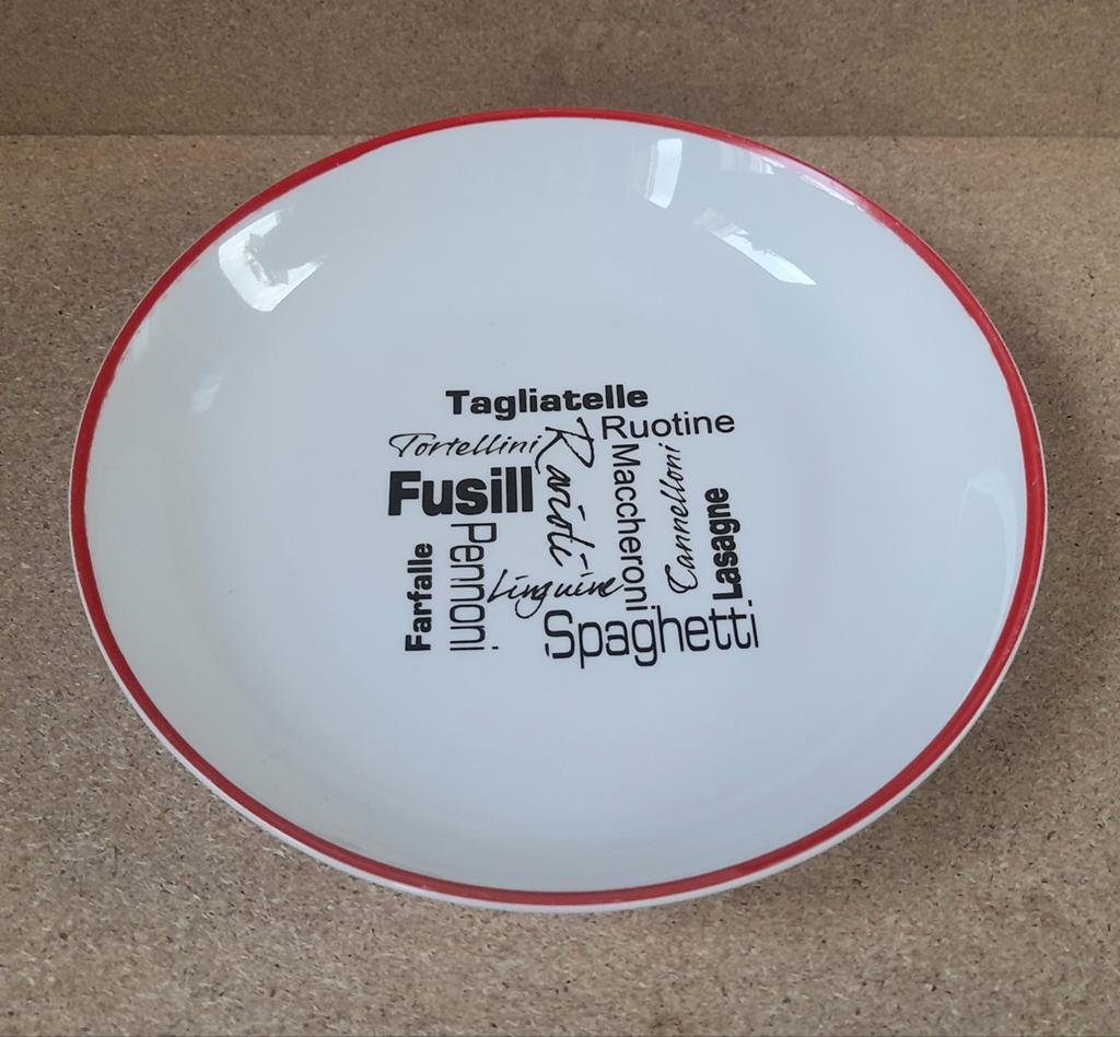Pastaborden met Italiaanse pasta namen - Set van 2, Huis en Inrichting, Keuken | Servies, Keramiek, Ophalen of Verzenden, Zo goed als nieuw