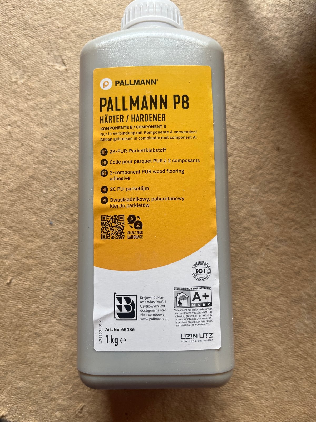 PALLMANN P8 Harder/Hardener 1kg - 2C PU-parketlijm, Ophalen, Nieuw, Lak, Grijs