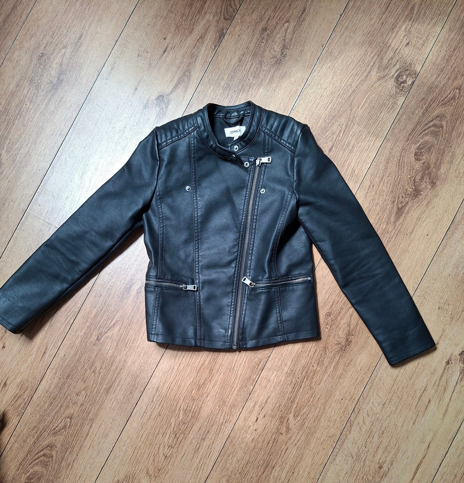 Stoere zwarte bikerjack -  Maar 140. Z.g.a.n!!, Maat 38/40 (M), Only, Zwart, Ophalen of Verzenden