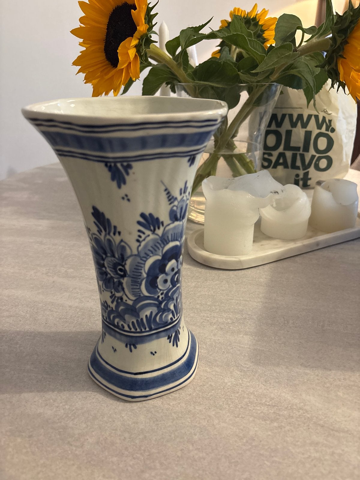 Antieke Delfts Blauwe Vaas - Handgeschilderd, Ophalen of Verzenden