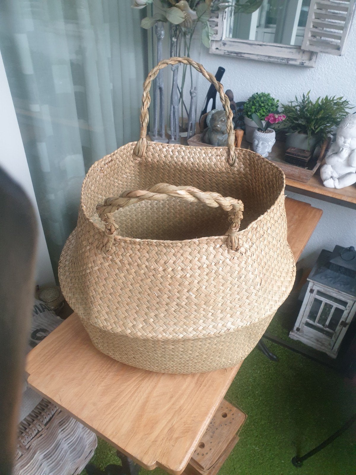 Mooie rieten strandtas / shopper, Ophalen of Verzenden, Zo goed als nieuw, Beige, Shopper