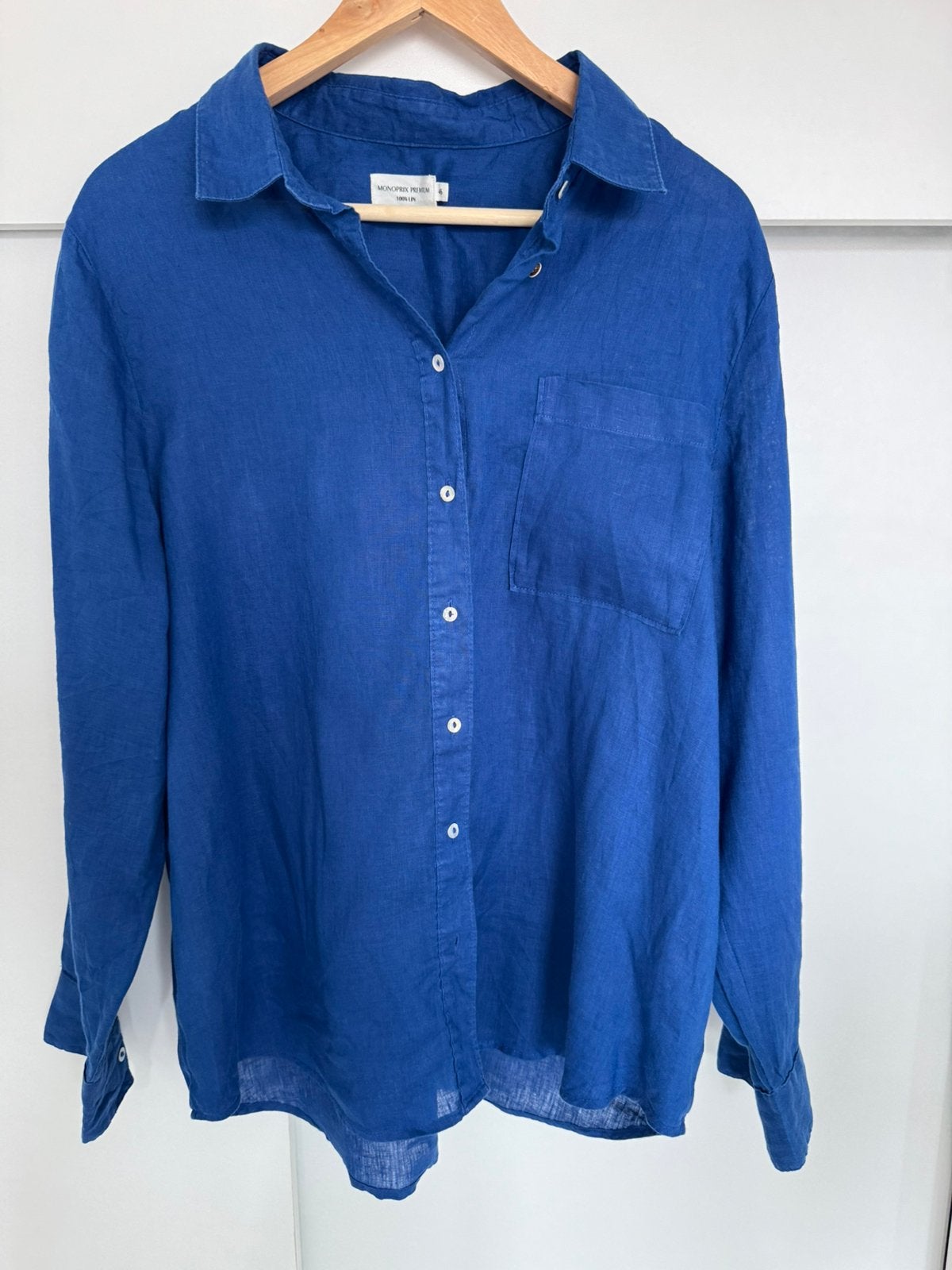 Heren linnen blouse, Kleding | Heren, Overhemden, Ophalen of Verzenden, Zo goed als nieuw, Blauw, Halswijdte 38 (S) of kleiner