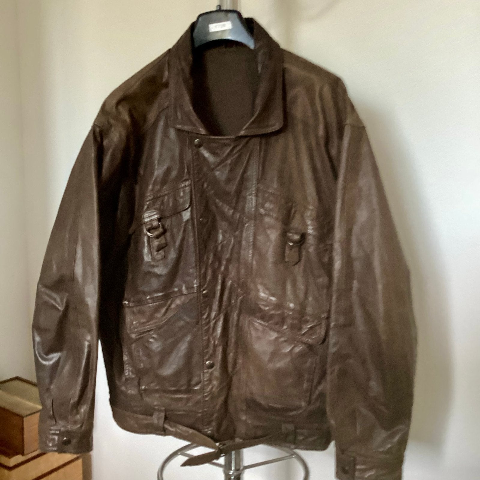 Vintage Rundlederen Bomber/Bikerjas ,Maat 52 ,Merk Rogadis, Kleding | Heren, Verzenden, Zo goed als nieuw, Maat 52/54 (L), Bruin