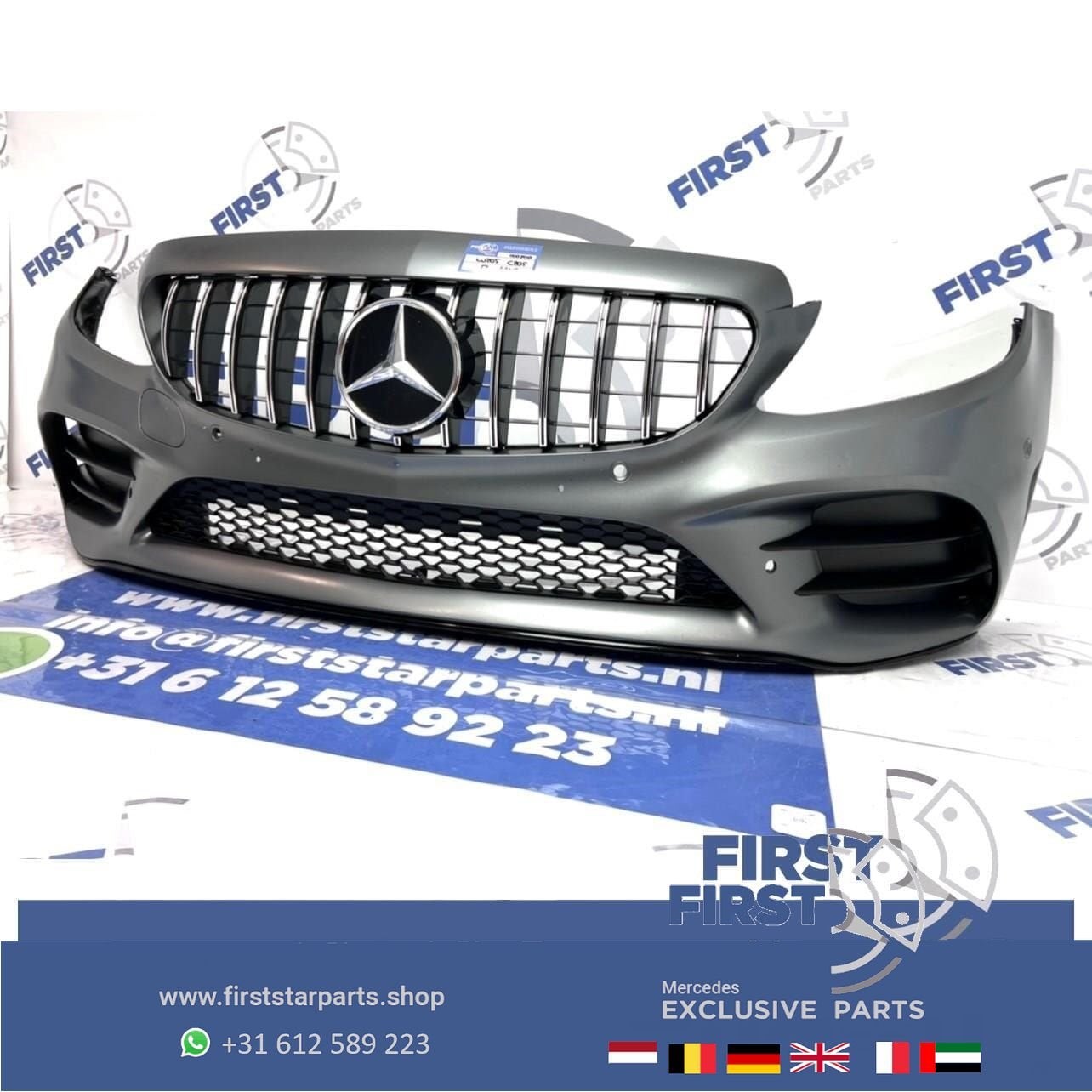 W205 FACELIFT AMG VOORBUMPER + PANAMERICANA GRIL 2019 Merced, Gebruikt, -, Voor, Ophalen of Verzenden