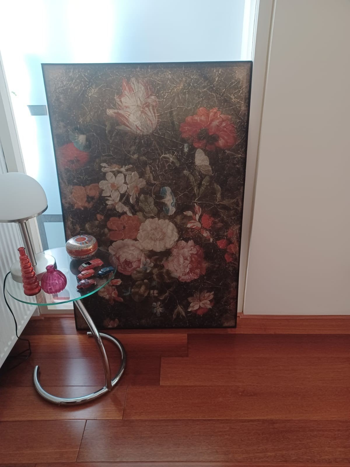 Schilderij met bloemenstilleven, klassieke stijl, Doek, Olieverf, Klassiek, Ingelijst