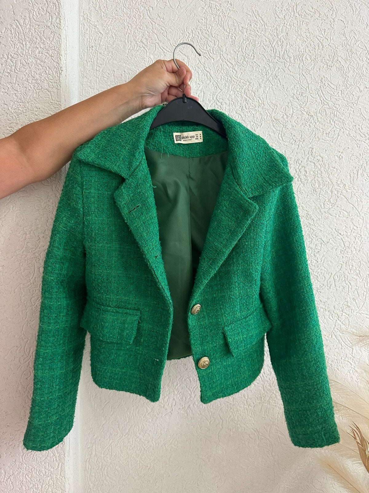 Groen tweed jasje - Pickk Upp, Maat 38/40 (M), Ophalen of Verzenden, Zo goed als nieuw, Jasje