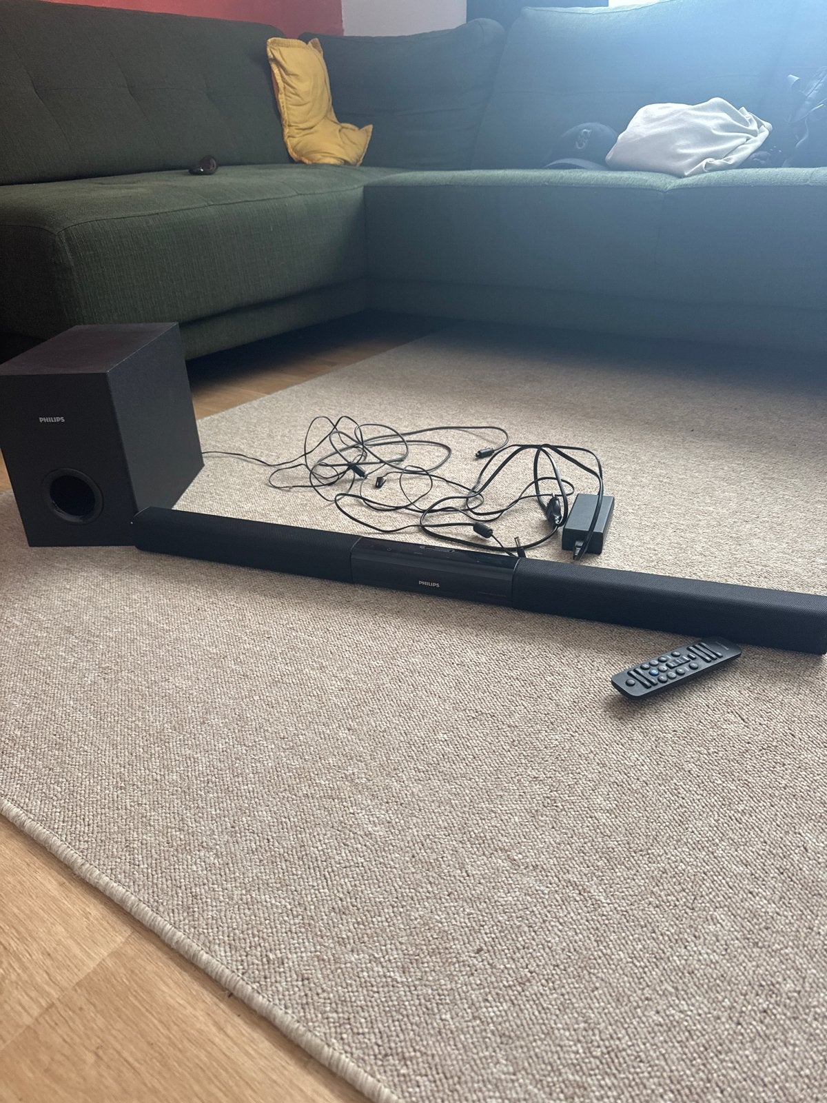 Philips Soundbar met Subwoofer en Afstandsbediening, Audio, Tv en Foto, Soundbars, Ophalen, Met externe subwoofer, Gebruikt
