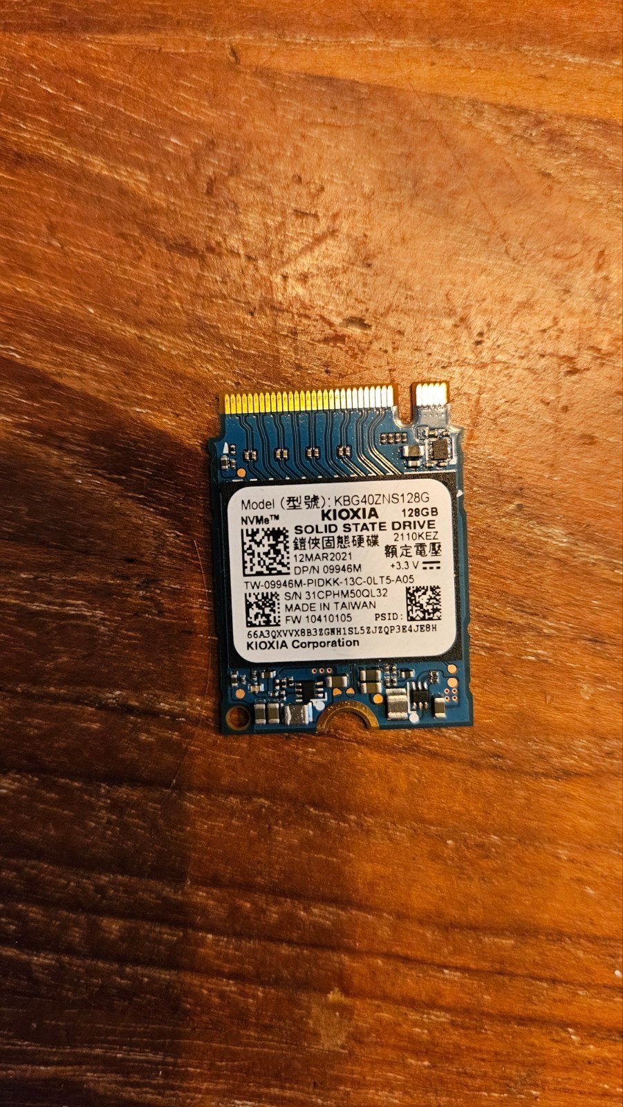 Kioxia NVMe SSD 128GB M.2 2230, Computers en Software, Harde schijven, Intern, KIOXIA, Ophalen of Verzenden, Zo goed als nieuw