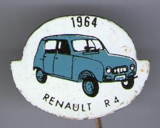 1964 Renault R4 blauw op blik oldtimer auto speldje( C_196 ), Verzenden, Zo goed als nieuw, Transport, Speldje of Pin
