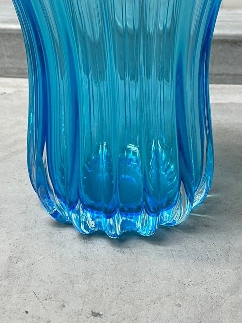 Vintage vaas jaren 70 design bloemenvaas retro vase blauw, Huis en Inrichting, Woonaccessoires | Vazen, Gebruikt, Blauw, ., 27 cm