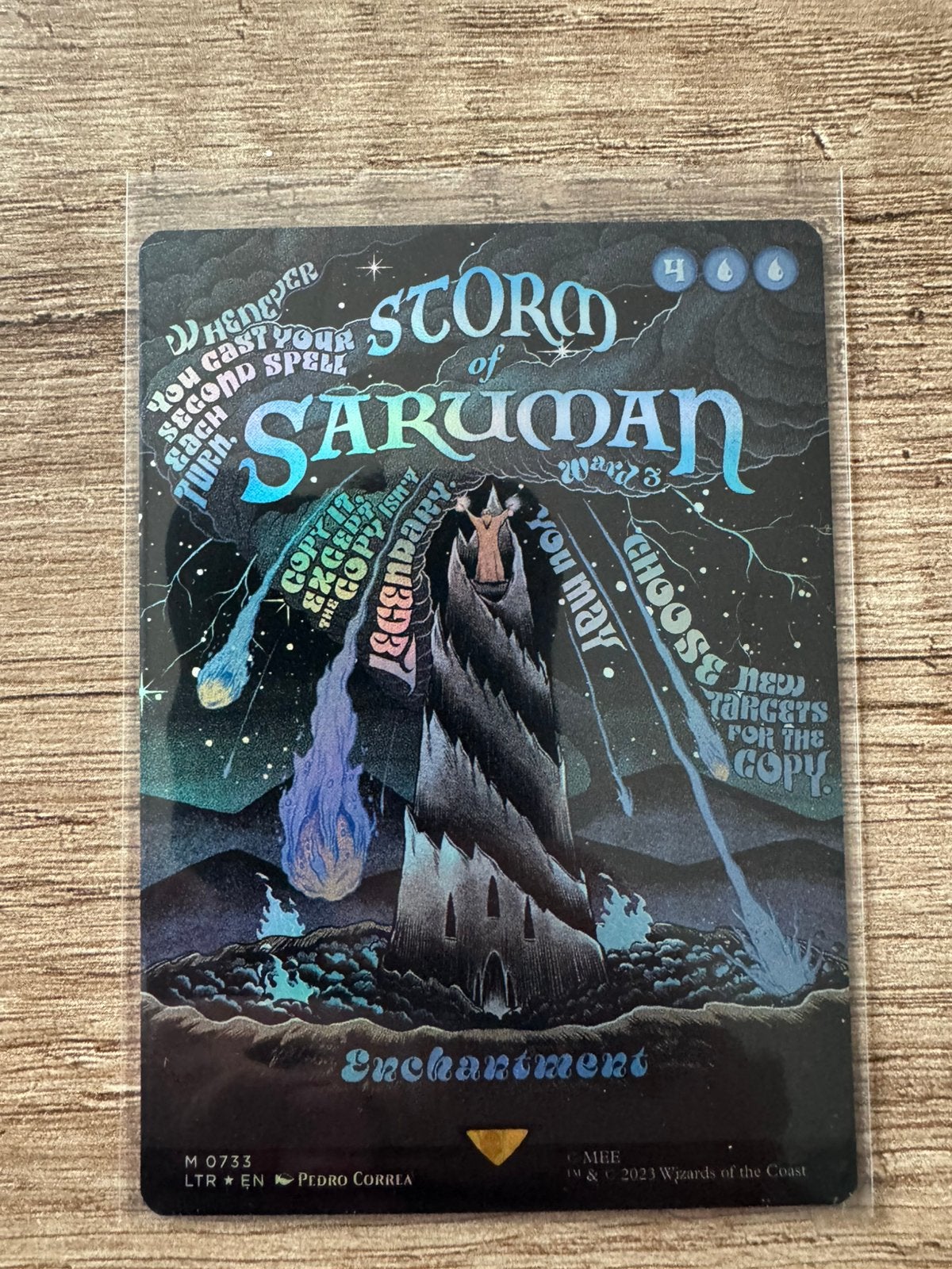 Storm of Saruman Foil MTG LOTR, Ophalen of Verzenden, Zo goed als nieuw, Losse kaart, Foil