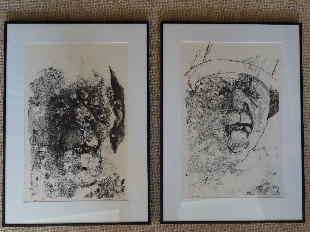 serie mannen portretten, monoprint, Louis de Vries, 2000, Antiek en Kunst, 1950 - 1999, Overige technieken, Portret, Ophalen of Verzenden