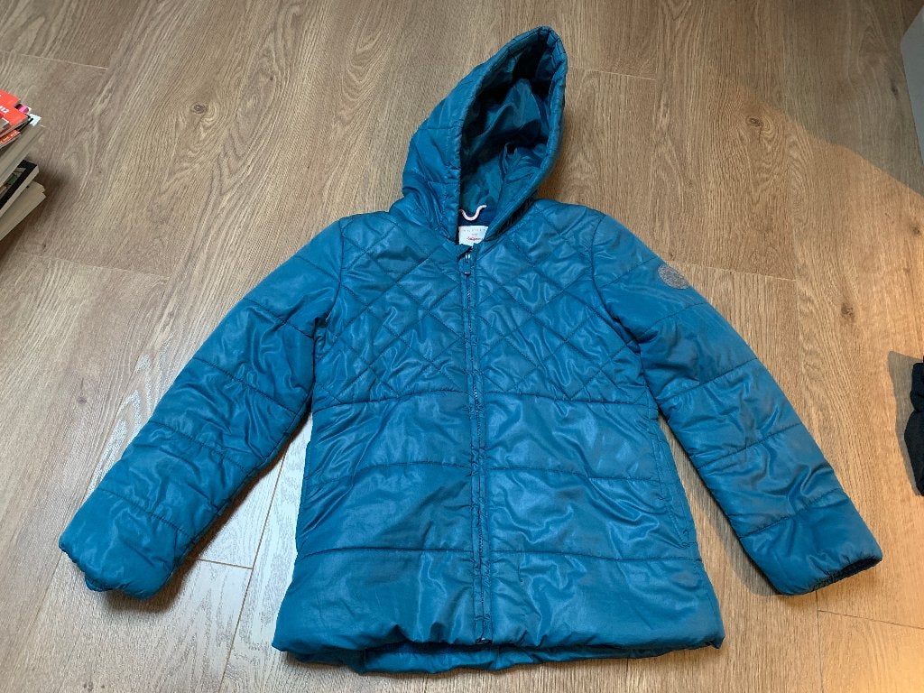 Esprit winterjas meisje petrol blauw maat 128/134, Gebruikt, Meisje, Ophalen of Verzenden, Esprit