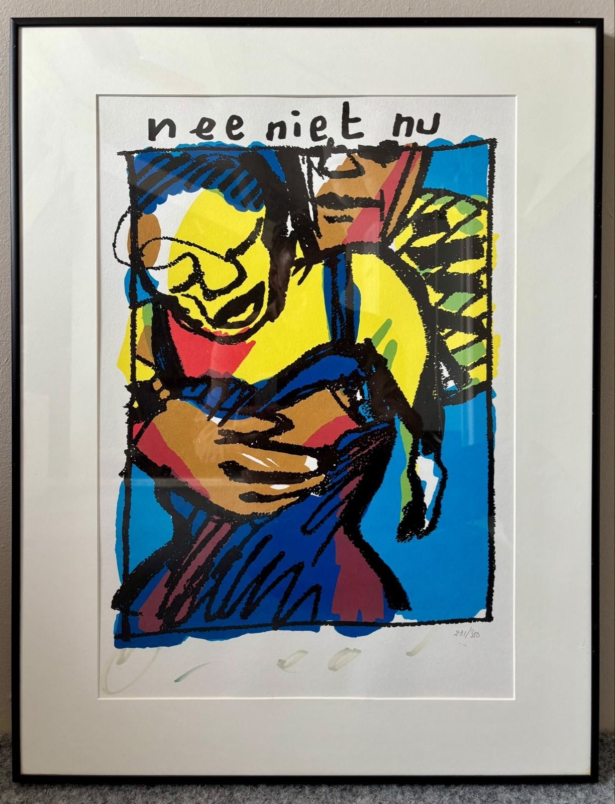 Herman Brood zeefdruk 'Nee niet nu' -Gesigneerd 281/350, Ophalen, Portret of Personen, Expressionistisch, Gesigneerd