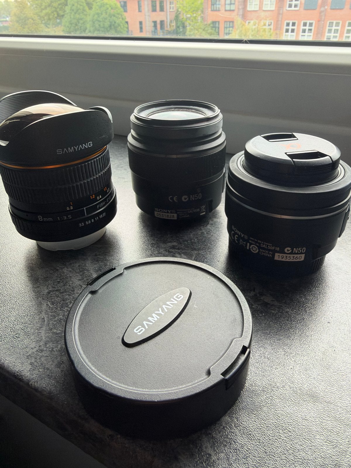 Samyang Fisheye & Sony DT SAM lenzen (3 stuks), Gebruikt, Autofocus, Samyang, Fisheye-lens