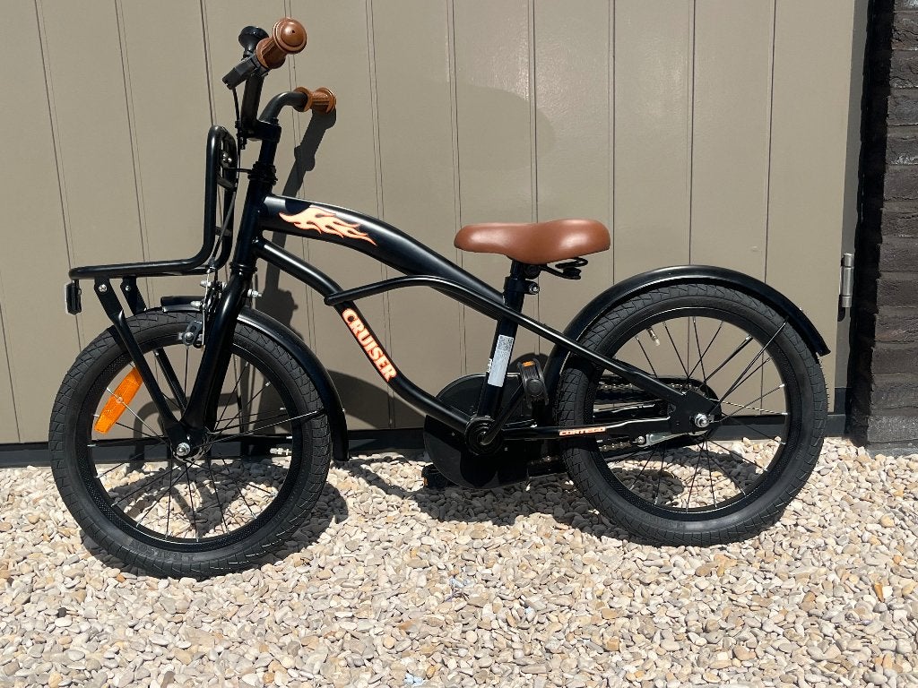 Stoere kinderfiets 16”, Ophalen, Terugtraprem, Zijwieltjes, 16 tot 20 inch