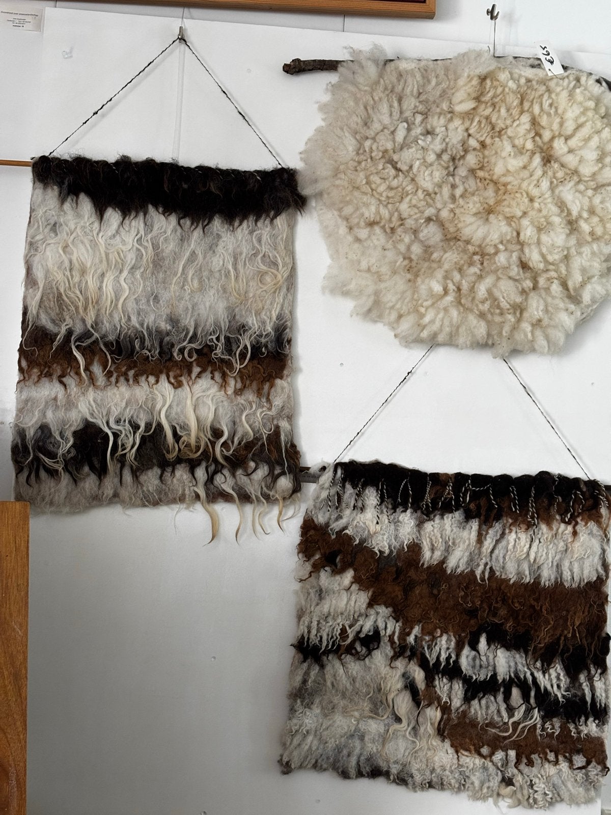Drie unieke gevilte wandversieringen - handgemaakt, Ophalen, Meerkleurig, Boho, Nieuw