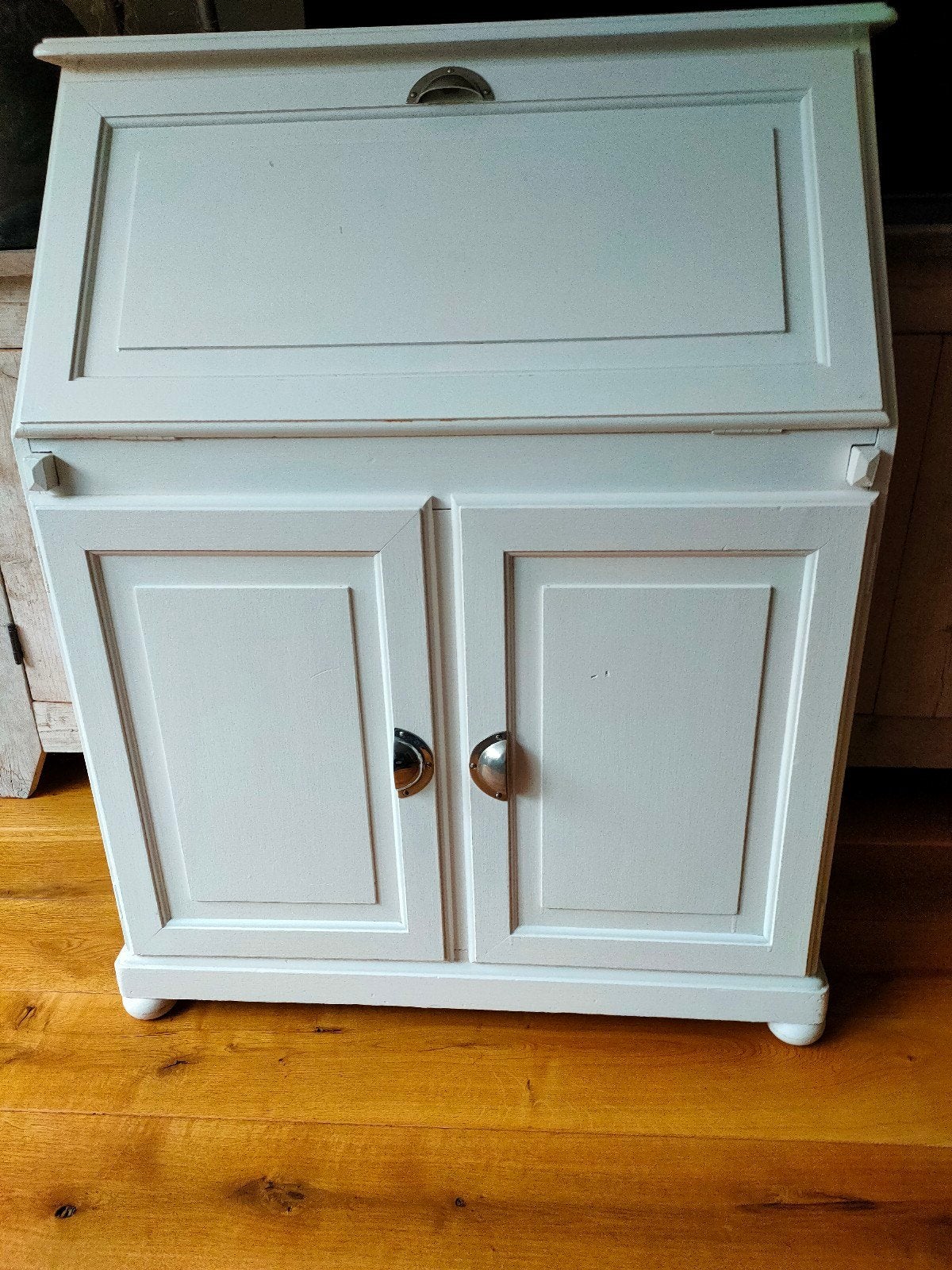 Vintage Secretaire / Bureau - Wit Hout, Ophalen, Opbergruimte, Gebruikt, Hout