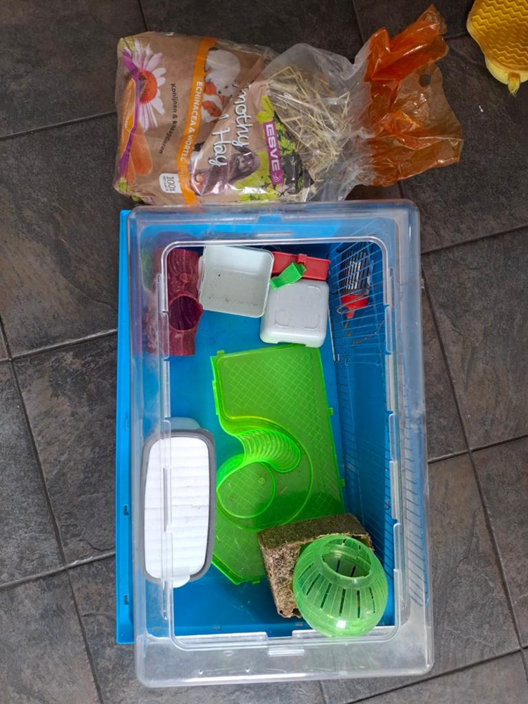 Hamsterkooi, Dieren en Toebehoren, Knaagdieren en Konijnen | Hokken en Kooien, Kooi, Minder dan 75 cm, Zo goed als nieuw, Ophalen