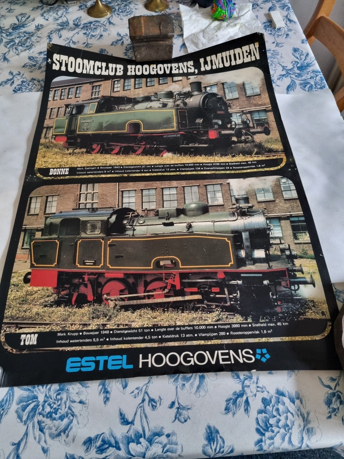 Poster Stoomclub Hoogovens IJmuiden - Locomotieven, Ophalen of Verzenden, Gebruikt, Trein, Kaart of Prent