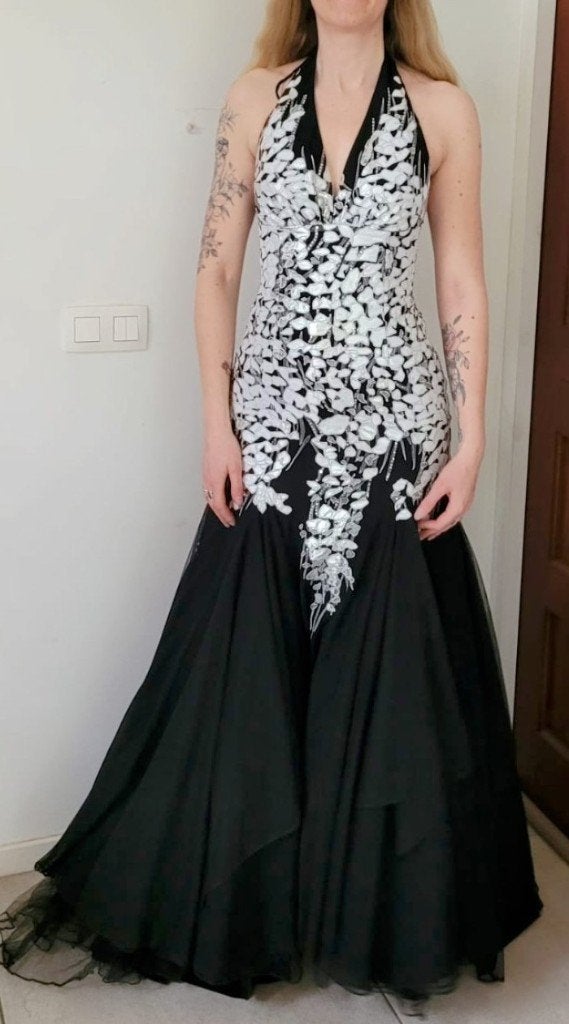 Il Mio avond/ feest jurk trouwjurk zwart wit nieuw XS 44966, ., Zwart, Il Mio, Nieuw