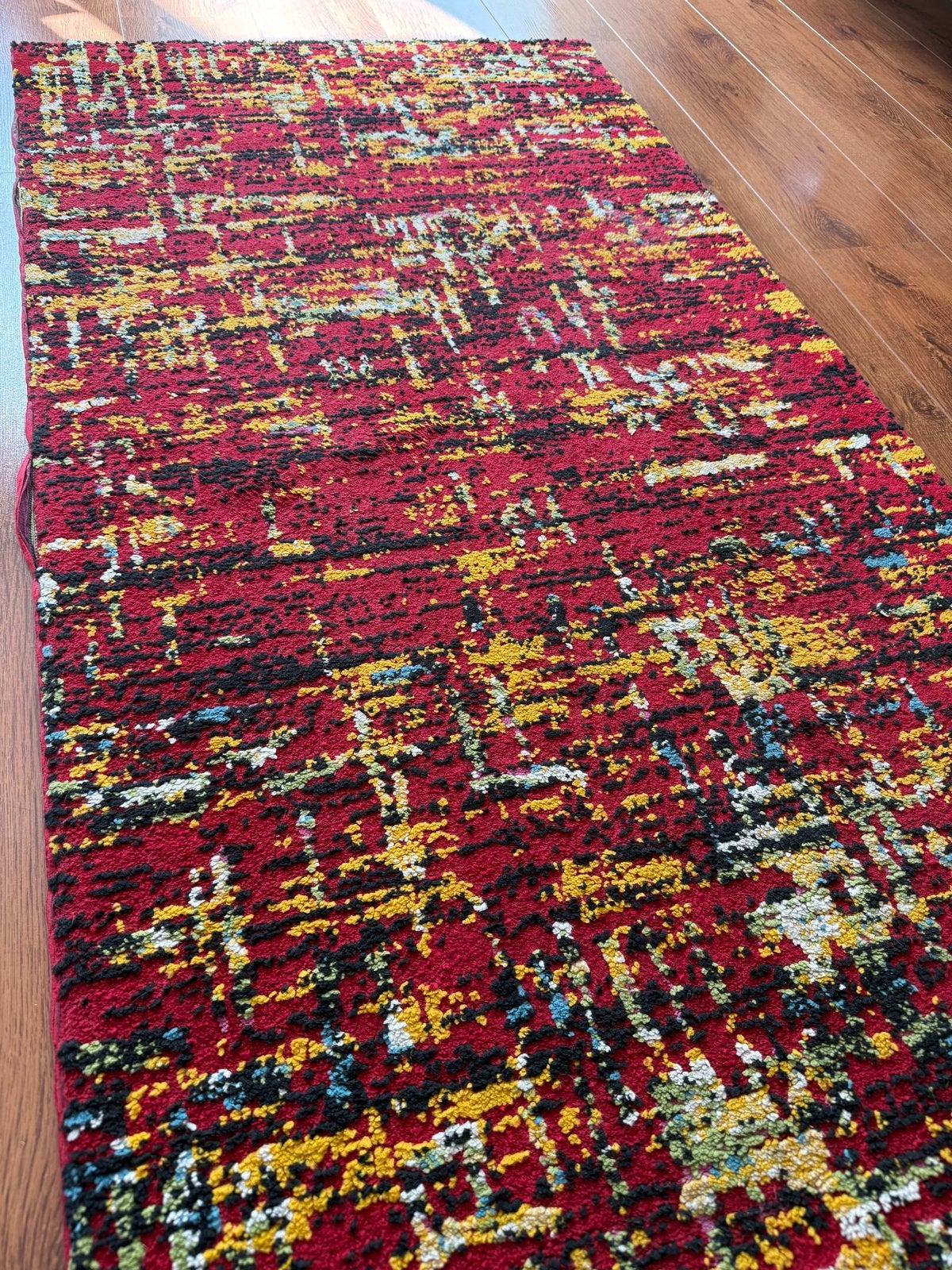 Modern abstract vloerkleed 150 x 81 cm, Ophalen, Modern, Abstract, Artistiek, Gebruikt, 50 tot 100 cm