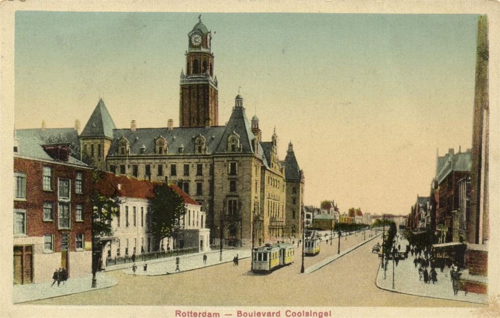 Rotterdam - Boulevard Coolsingel - 1930 gelopen, Ophalen of Verzenden, 1920 tot 1940, Gelopen, Zuid-Holland