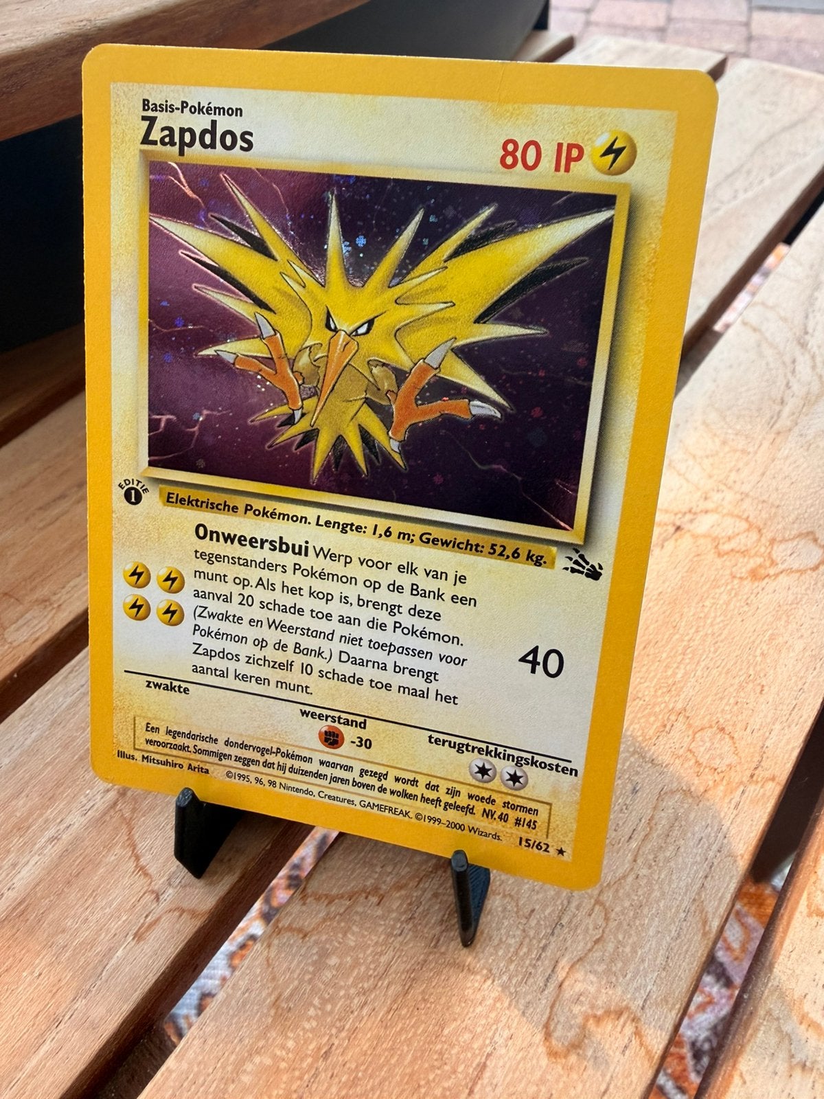Pokemon Zapdos - Fossil 1st Edition - Holo - Excellent, Ophalen of Verzenden, Zo goed als nieuw, Losse kaart, Foil