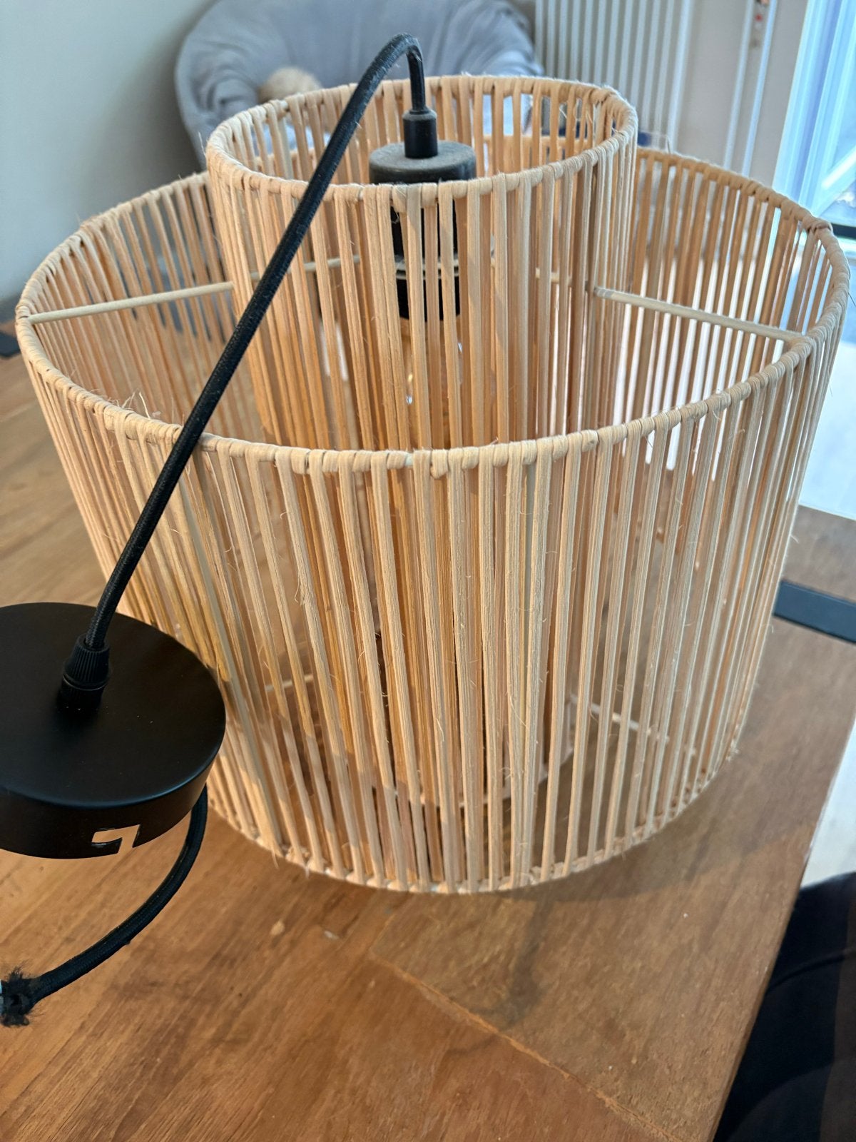 Bamboe hanglamp - Natuurlijke uitstraling, Ophalen, Zo goed als nieuw, Natuurlijk materiaal, E27 (groot)