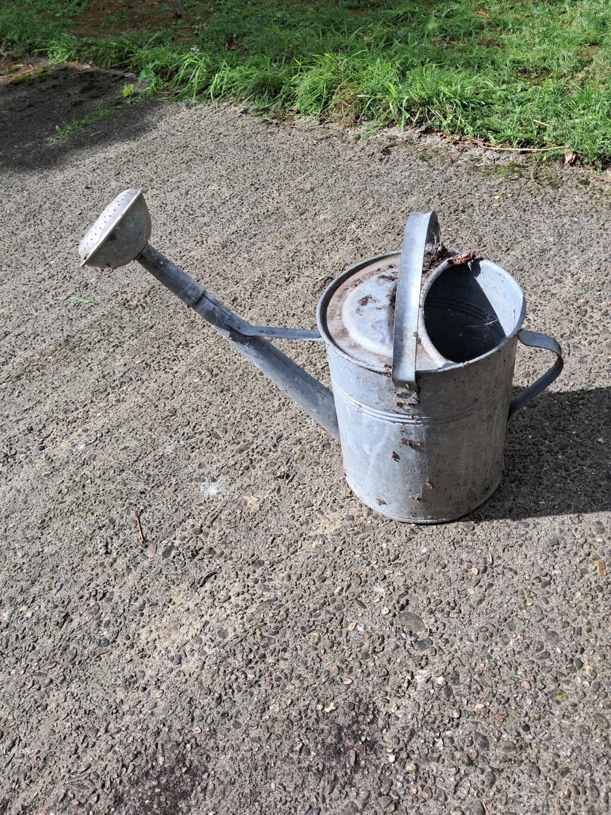 Vintage metal gieter met sproeikop, Ophalen, Gebruikt, Metaal