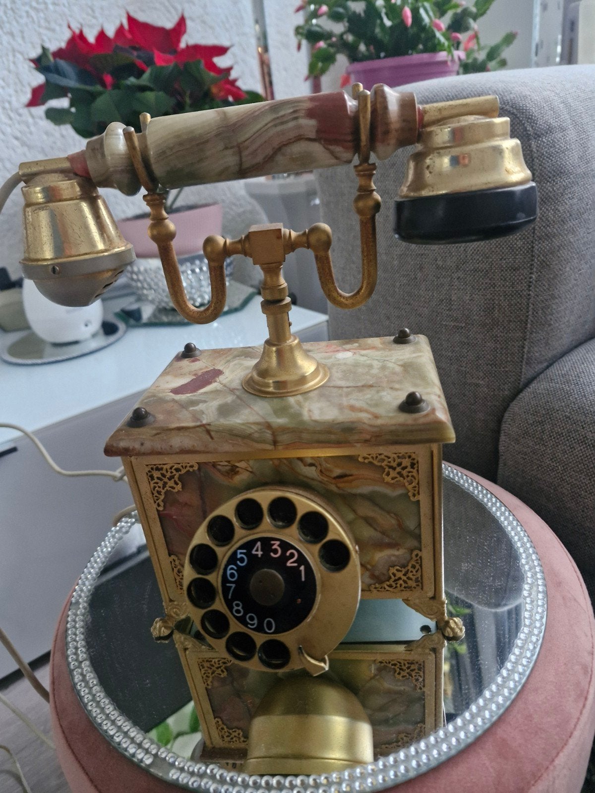 Antieke Marmeren Telefoon met Draaischijf - Decoratief, Antiek en Kunst, Ophalen