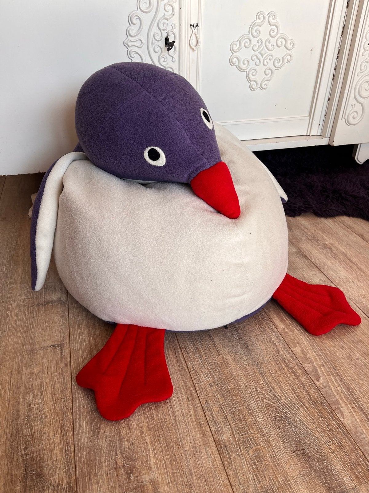 Handgemaakte Pinguïn Poef - Wasbare Hoes, Ophalen, Gebruikt, Meerkleurig, Textiel