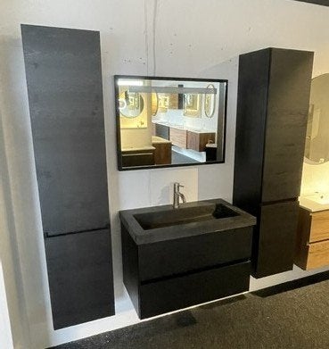 badmeubel 80cm, black oak, 2x hoge kast, LEDspiegel en kraan, Ophalen, Hr, Hr.nl, Overige typen
