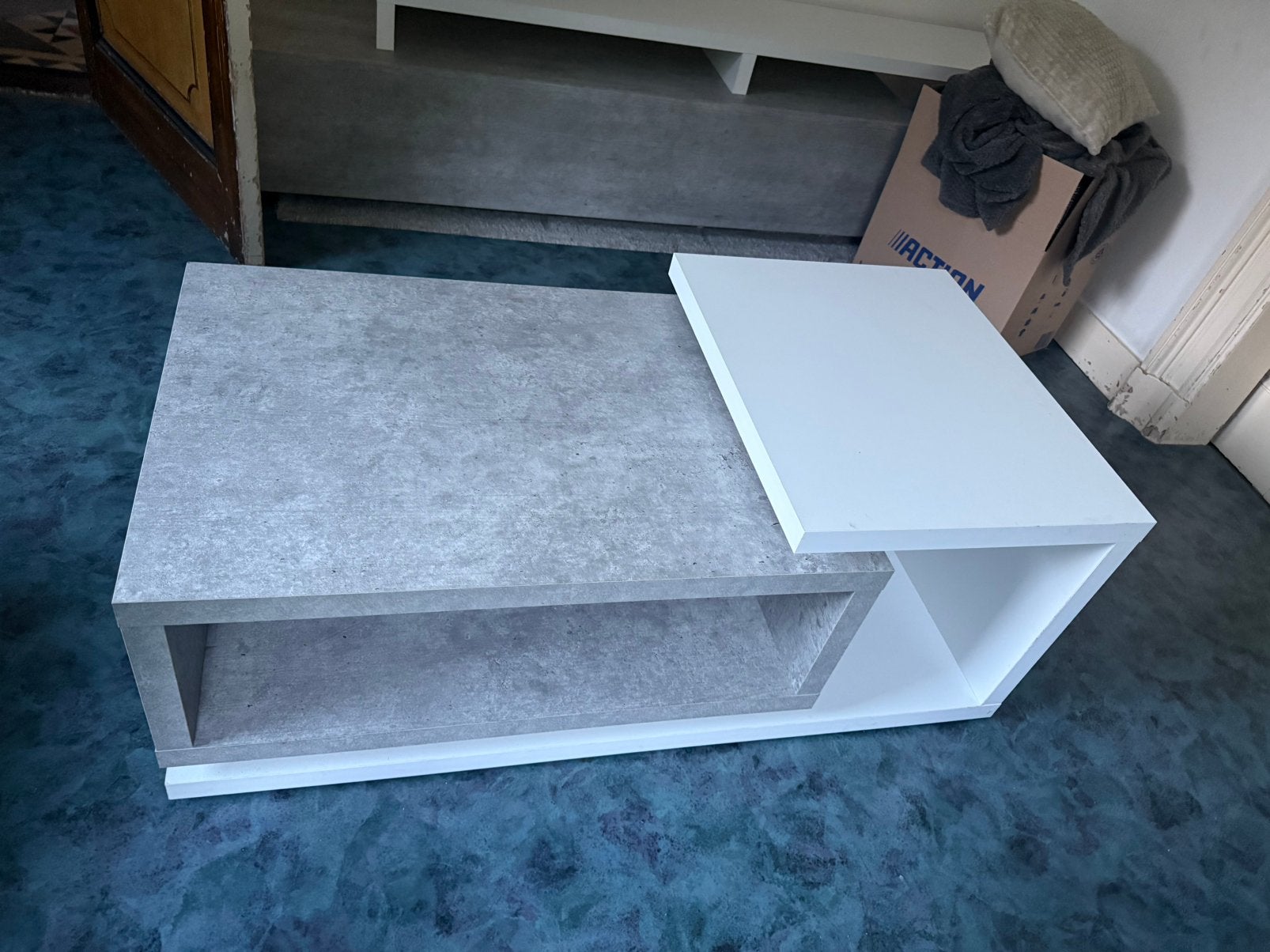 Set eettafel, salontafel, tv meubel, kast, zelfde kleuren, Ophalen, Zo goed als nieuw, Rechthoekig