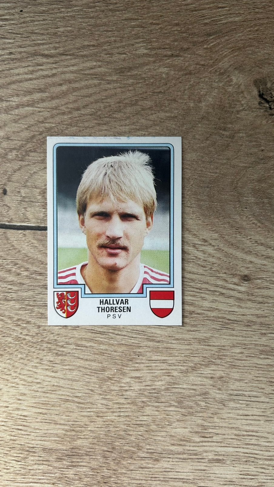 Panini Voetbal 86 plaatje Hallvar Thoresen PSV, Verzenden, Zo goed als nieuw, Sticker