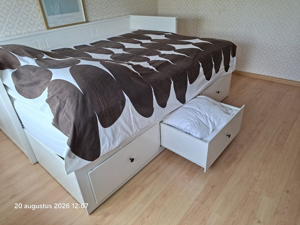 Bedbank Ikea Hemnes 2 persoons, Ophalen, Wit, Tweepersoons, 200 cm
