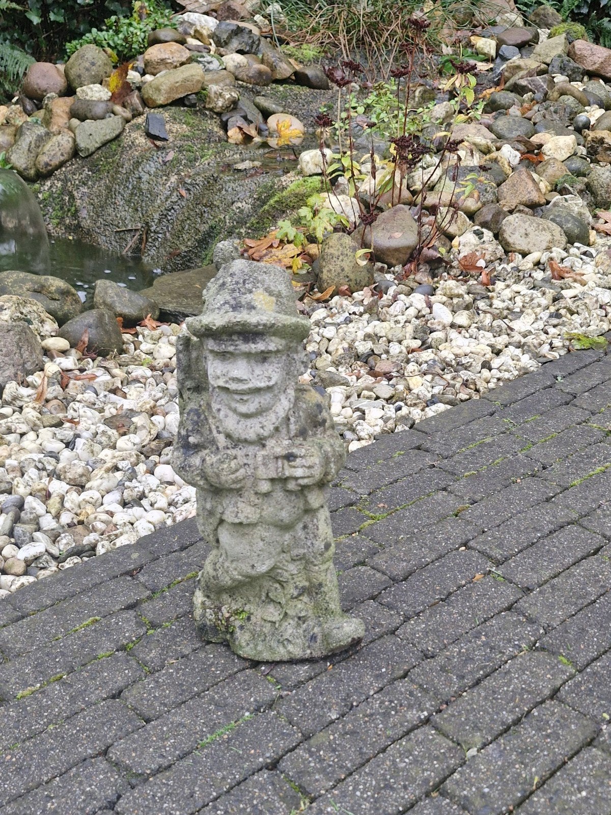 Vintage Tuinkabouter van Steen - Charmante Tuindecoratie, Tuin en Terras, Ophalen, Gebruikt, Steen, Tuinkabouter