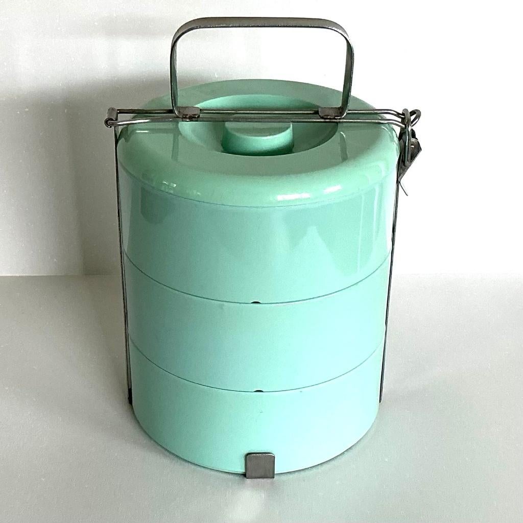 Vintage melamine 3-delige tiffin, lunchbox, Ophalen of Verzenden, Gebruikt