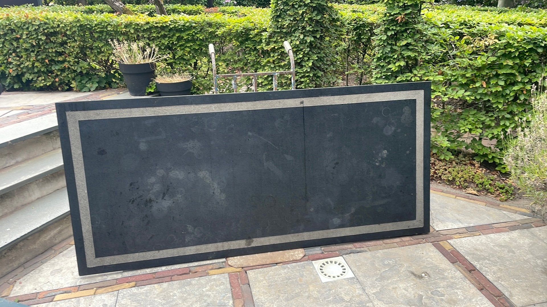 Natuursteen tafelblad., Ophalen, Zo goed als nieuw, IJzer, 200 cm of meer