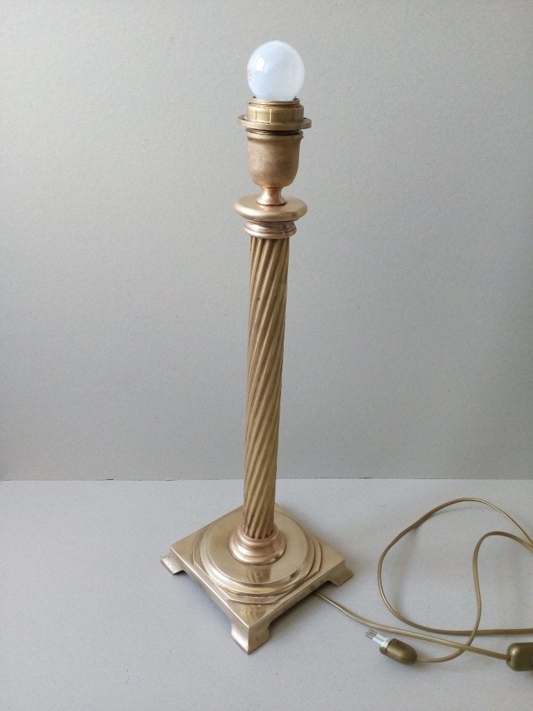 Vintage tafellamp/voet met gedraaide zuil.(koper/goudkleur), Gebruikt, Overige merken, Schemerlamp, Vintage